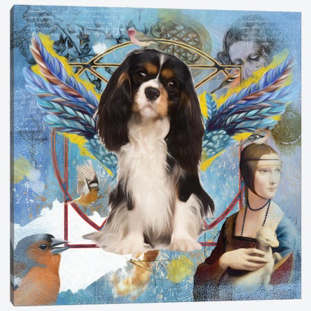 Tri Color Cavalier King Charles Spaniel Angel Da Vinci Canvas Print #NDG14} by Nobility Dogs Canvas Wall Art
