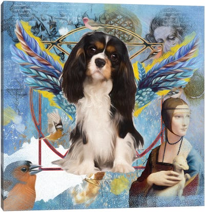 Tri Color Cavalier King Charles Spaniel Angel Da Vinci Canvas Art Print - Nobility Dogs