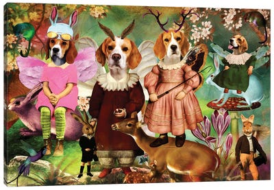 Beagle Enchanted Woodland Canvas Art Print - Beagle Art