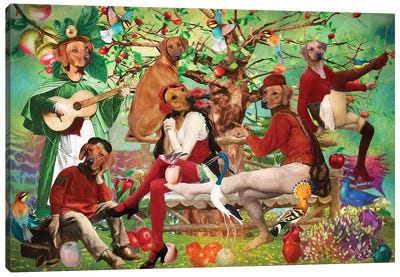 Rhodesian Ridgeback In The Shade Of The Old Apple Tree Canvas Art Print - Rhodesian Ridgeback Art