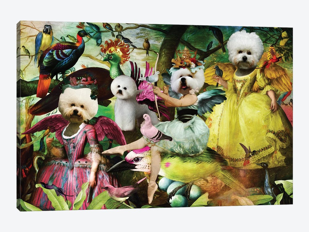 Bichon Frise Bird's Paradise by Nobility Dogs 1-piece Canvas Artwork