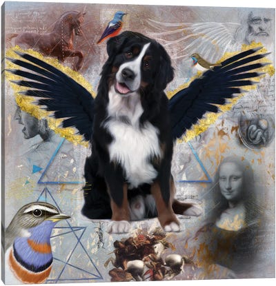 Bernese Mountain Dog Angel Da Vinci Canvas Art Print - Bernese Mountain Dog Art