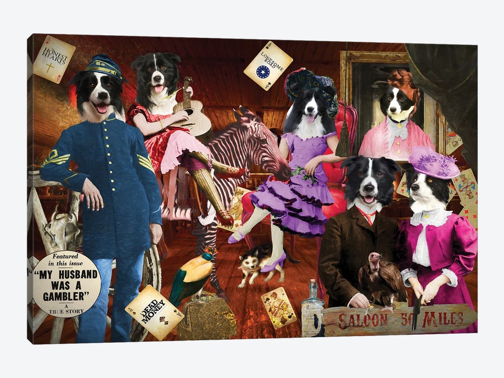 Border Collie My Husband Was A Gambler by Nobility Dogs 1-piece Canvas Wall Art