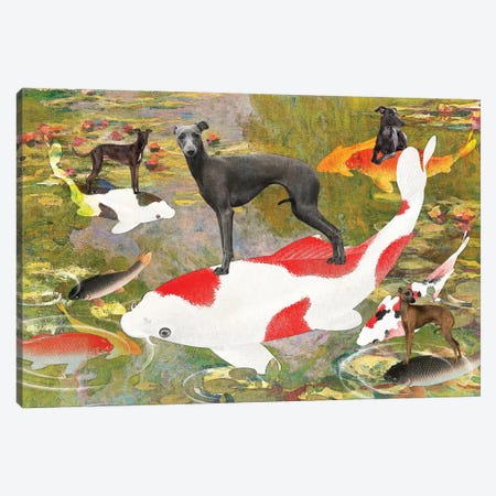 Italian Greyhound Claude Monet Waterlilies Koi Canvas Print #NDG1525} by Nobility Dogs Art Print