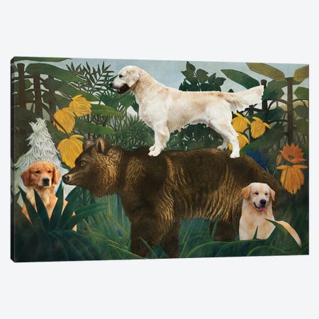 Golden Retriever Henri Rousseau Grizzly Bear Canvas Print #NDG1530} by Nobility Dogs Canvas Art Print