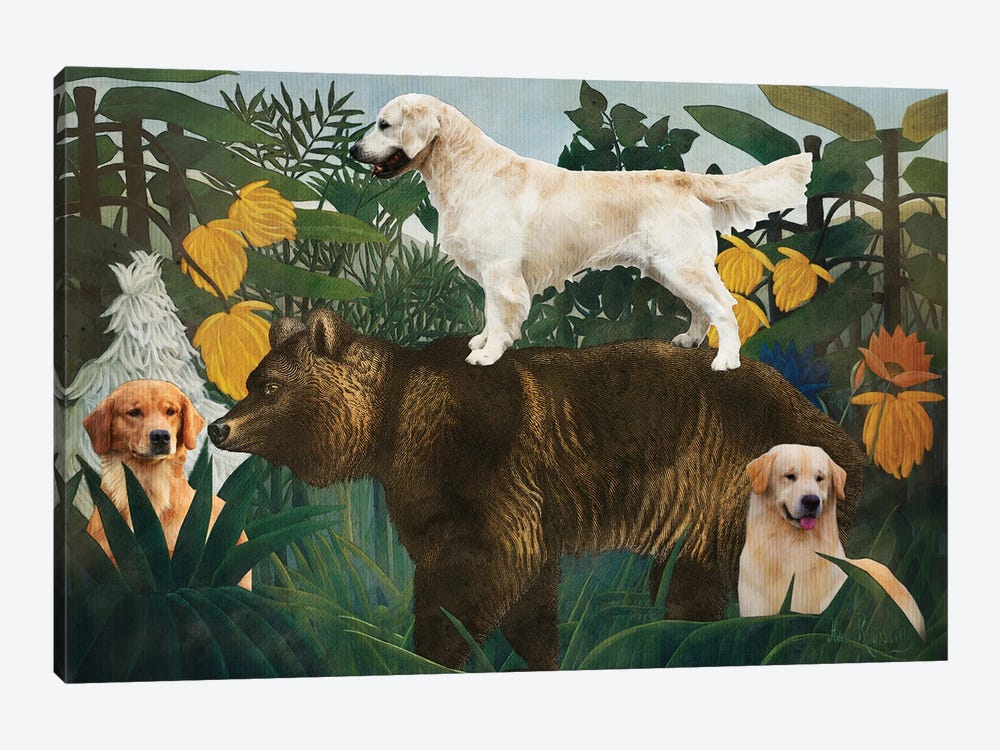 Golden Retriever Henri Rousseau Grizzly Bear by Nobility Dogs 1-piece Canvas Artwork