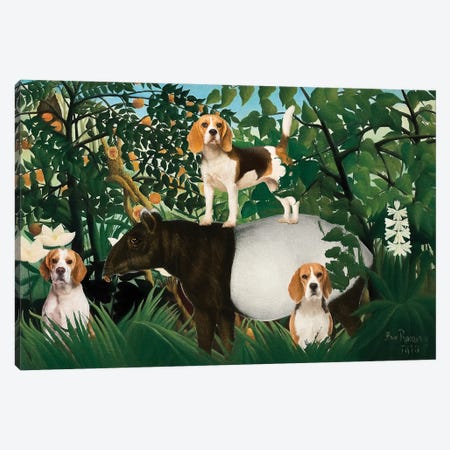 Beagle Henri Rousseau Tapir Canvas Print #NDG1533} by Nobility Dogs Art Print