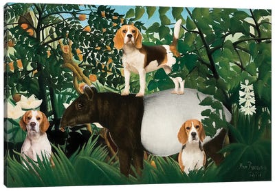 Beagle Henri Rousseau Tapir Canvas Art Print - Tapirs