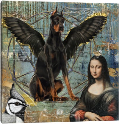 Doberman Pinscher Angel Da Vinci Canvas Art Print - Doberman Pinscher Art