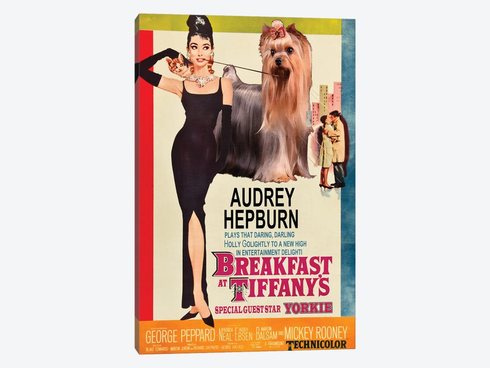 Yorkshire Terrier Breakfast At Tiffany Movie Poster by Nobility Dogs 1-piece Canvas Artwork