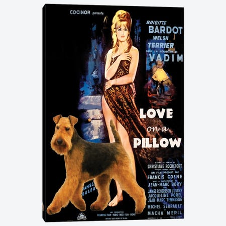 Welsh Terrier Love On A Pillow Movie Canvas Print #NDG1551} by Nobility Dogs Canvas Print