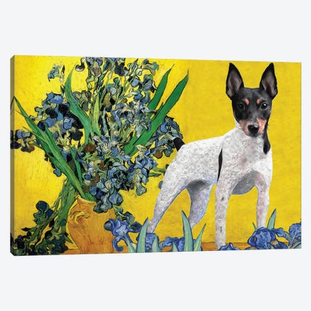 Toy Fox Terrier Irises In A Vase Canvas Print #NDG1554} by Nobility Dogs Canvas Art