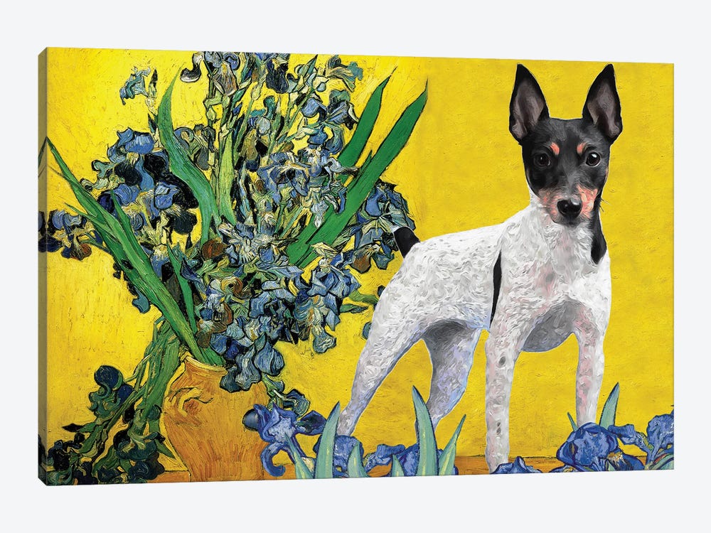Toy Fox Terrier Irises In A Vase by Nobility Dogs 1-piece Canvas Artwork