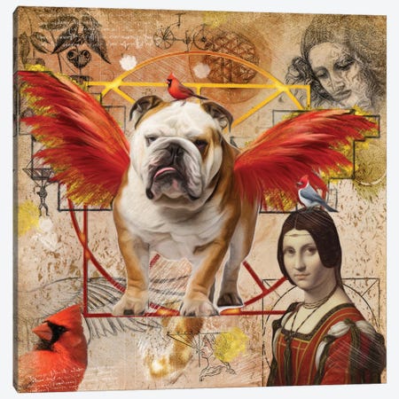 English Bulldog Angel Da Vinci Canvas Print #NDG155} by Nobility Dogs Canvas Art Print