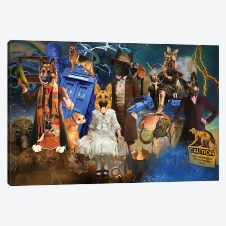 German Shepherd Doctor Who Tardis Canvas Print #NDG1560} by Nobility Dogs Canvas Wall Art