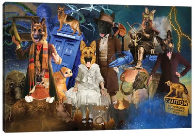 German Shepherd Doctor Who Tardis Canvas Art Print - German Shepherd Art