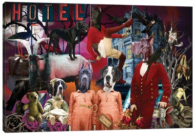 Great Dane Bates Motel Canvas Art Print - Nobility Dogs