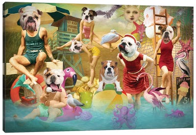 English Bulldog Summertime Canvas Art Print - Bulldog Art
