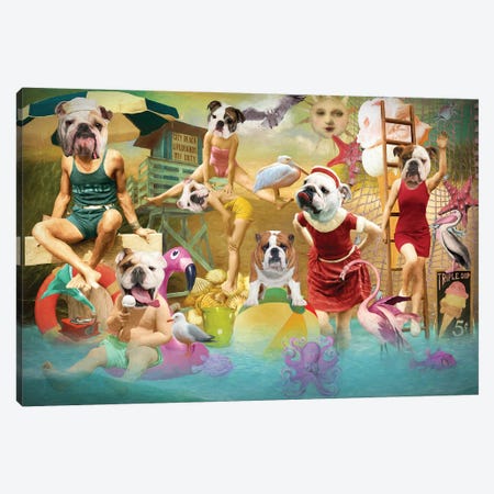 English Bulldog Summertime Canvas Print #NDG1578} by Nobility Dogs Canvas Art Print