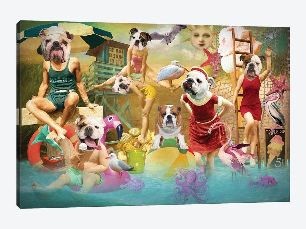 English Bulldog Summertime by Nobility Dogs 1-piece Canvas Artwork