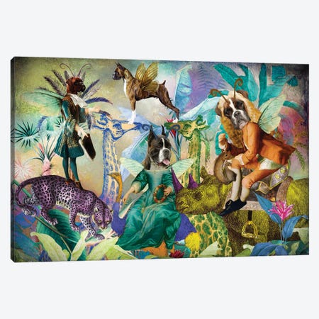 Boxer Dog Jungle Vibes Canvas Print #NDG1581} by Nobility Dogs Canvas Wall Art