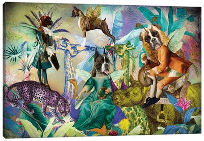 Boxer Dog Jungle Vibes Canvas Art Print - Boxer Art