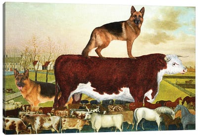 German Shepherd The Cornell Farm Canvas Art Print - German Shepherd Art