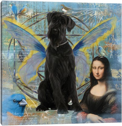 Black Schnauzer Angel Da Vinci Canvas Art Print - Schnauzer Art