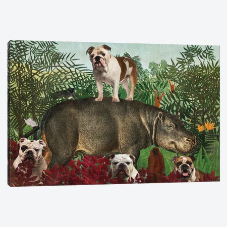 English Bulldog Henri Rousseau Jungle Canvas Print #NDG1591} by Nobility Dogs Canvas Print