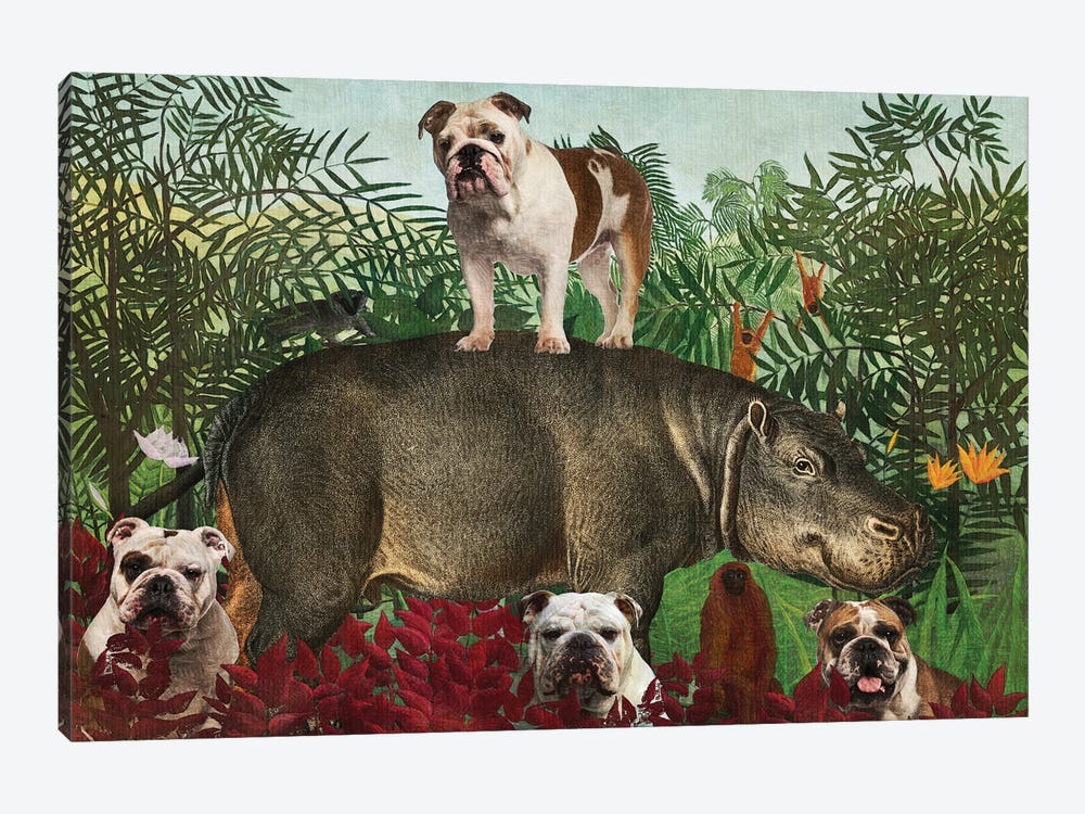 English Bulldog Henri Rousseau Jungle by Nobility Dogs 1-piece Art Print
