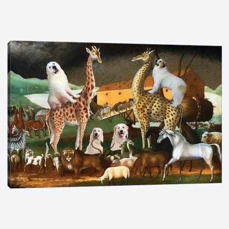Great Pyrenees Noah's Ark Canvas Print #NDG1592} by Nobility Dogs Art Print