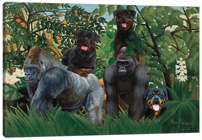 Rottweiler Henri Rousseau Jungle Canvas Art Print - Rottweiler Art