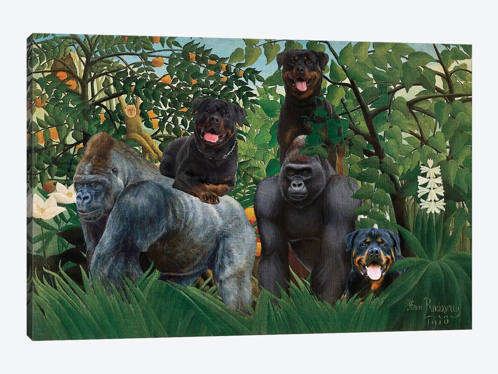 Rottweiler Henri Rousseau Jungle by Nobility Dogs 1-piece Canvas Art Print