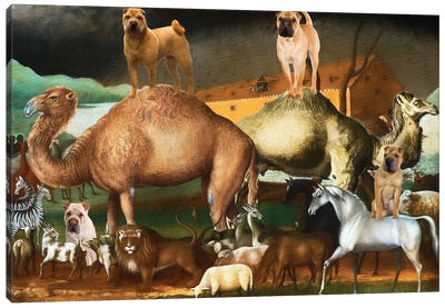 Shar Pei Noah's Ark Canvas Art Print - Camel Art