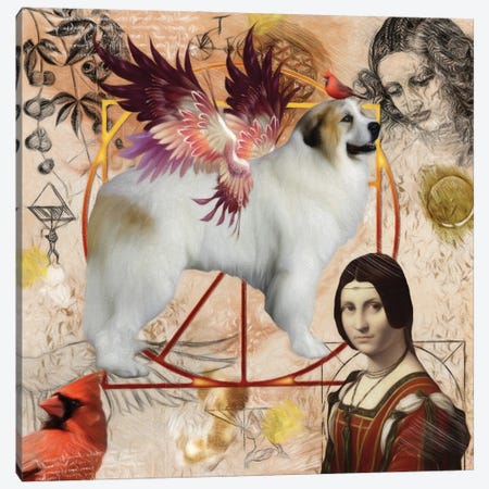 Great Pyrenees Angel Da Vinci Canvas Print #NDG159} by Nobility Dogs Canvas Art