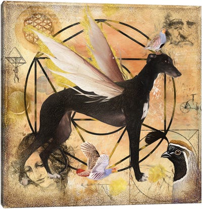 Greyhound Angel Da Vinci Canvas Art Print - Greyhound Art