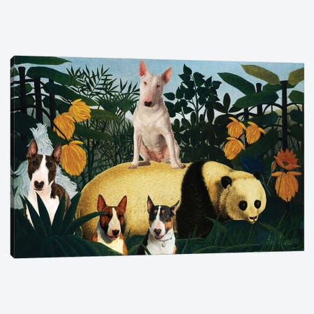 Bull Terrier Henri Rousseau Jungle Canvas Print #NDG1600} by Nobility Dogs Canvas Print