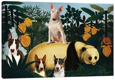 Bull Terrier Henri Rousseau Jungle Canvas Art Print - Bull Terriers