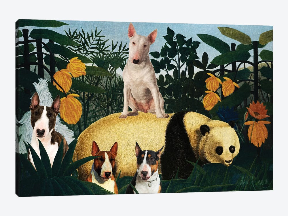 Bull Terrier Henri Rousseau Jungle by Nobility Dogs 1-piece Canvas Art Print