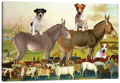 Jack Russell Terrier The Cornell Farm Canvas Art Print - Donkey Art