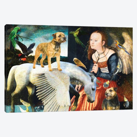 Border Terrier Angel And Pegasus Canvas Print #NDG1604} by Nobility Dogs Canvas Artwork