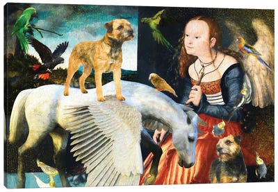 Border Terrier Angel And Pegasus Canvas Art Print - Border Terriers