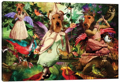 Airedale Terrier Enchanted Forest Canvas Art Print - Airedale Terriers