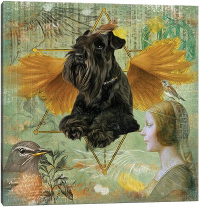 Black Miniature Schnauzer Angel Da Vinci Canvas Art Print - Nobility Dogs