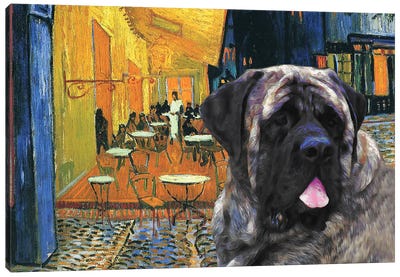 English Mastiff Café Terrace At Night Canvas Art Print