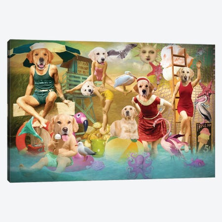 Golden Retriever Summertime Canvas Print #NDG1658} by Nobility Dogs Canvas Artwork