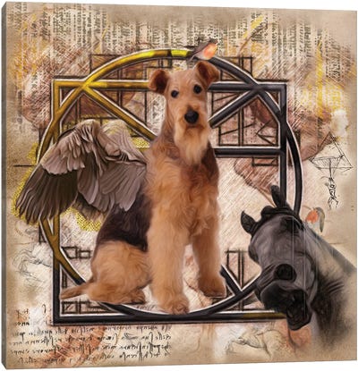 Airedale Terrier Angel Canvas Art Print - Airedale Terriers