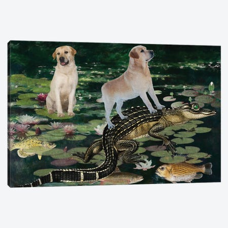 Labrador Retriever Waterlilies Canvas Print #NDG1670} by Nobility Dogs Canvas Artwork