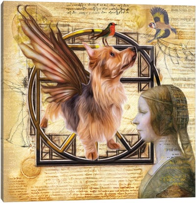 Australian Terrier Angel Da Vinci Canvas Art Print