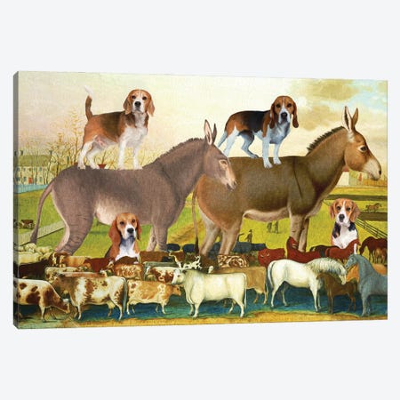 Beagle And Donkey The Cornell Farm Canvas Print #NDG1680} by Nobility Dogs Canvas Print